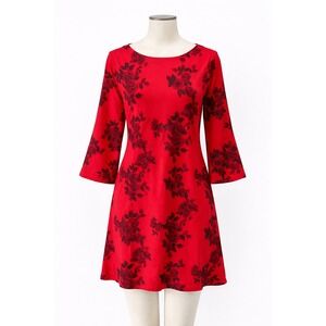 NWT GAP Red Floral Dress XL Lightweight Fall Spring Bell Sleeve